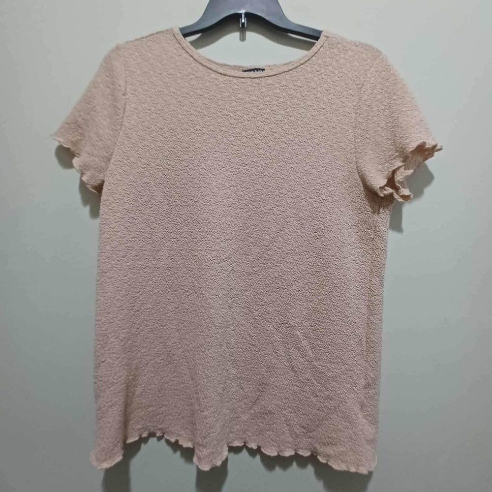 Torrid Plus Size Top, Ruffle Sleeve, Textured‎ Knit, Beige, Size 2